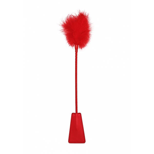 Ouch! Crop With Feather - Red Whip - Mr and Mrs D's