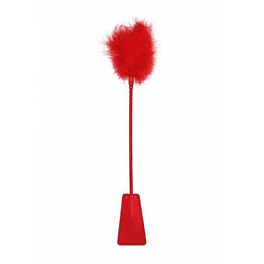 Ouch! Crop With Feather - Red Whip - Mr and Mrs D's