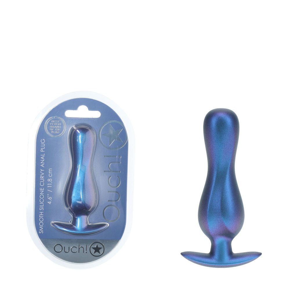 OUCH! Curvy Anal Plug - Metallic Blue - Metallic Blue 11.7 cm Butt Plug - ANAL TOYS - Mr and Mrs D's