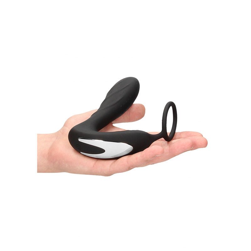 OUCH! E - stim & Vibrating Butt Plug Cock Ring - Black USB Rechargeable Vibrating Butt Plug & Cock Ring with e - Stim - Mr and Mrs D's