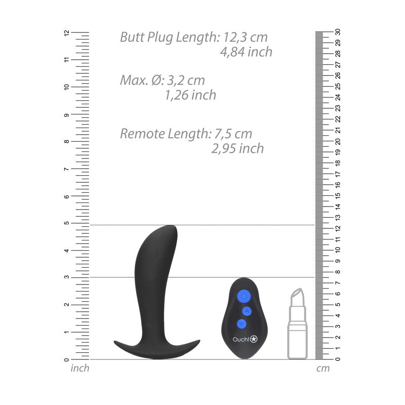 OUCH! e - Stim & Vibrating Butt Plug with Wireless Remote - Black 12.3 cm USB Rechargeable Vibrating Butt Plug with e - Stim - Mr and Mrs D's