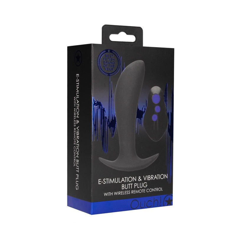 OUCH! e - Stim & Vibrating Butt Plug with Wireless Remote - Black 12.3 cm USB Rechargeable Vibrating Butt Plug with e - Stim - Mr and Mrs D's