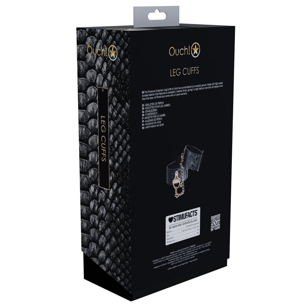 OUCH! Florence Collection - Black BDSM Leg Cuffs - BONDAGE - TOYS - Mr and Mrs D's