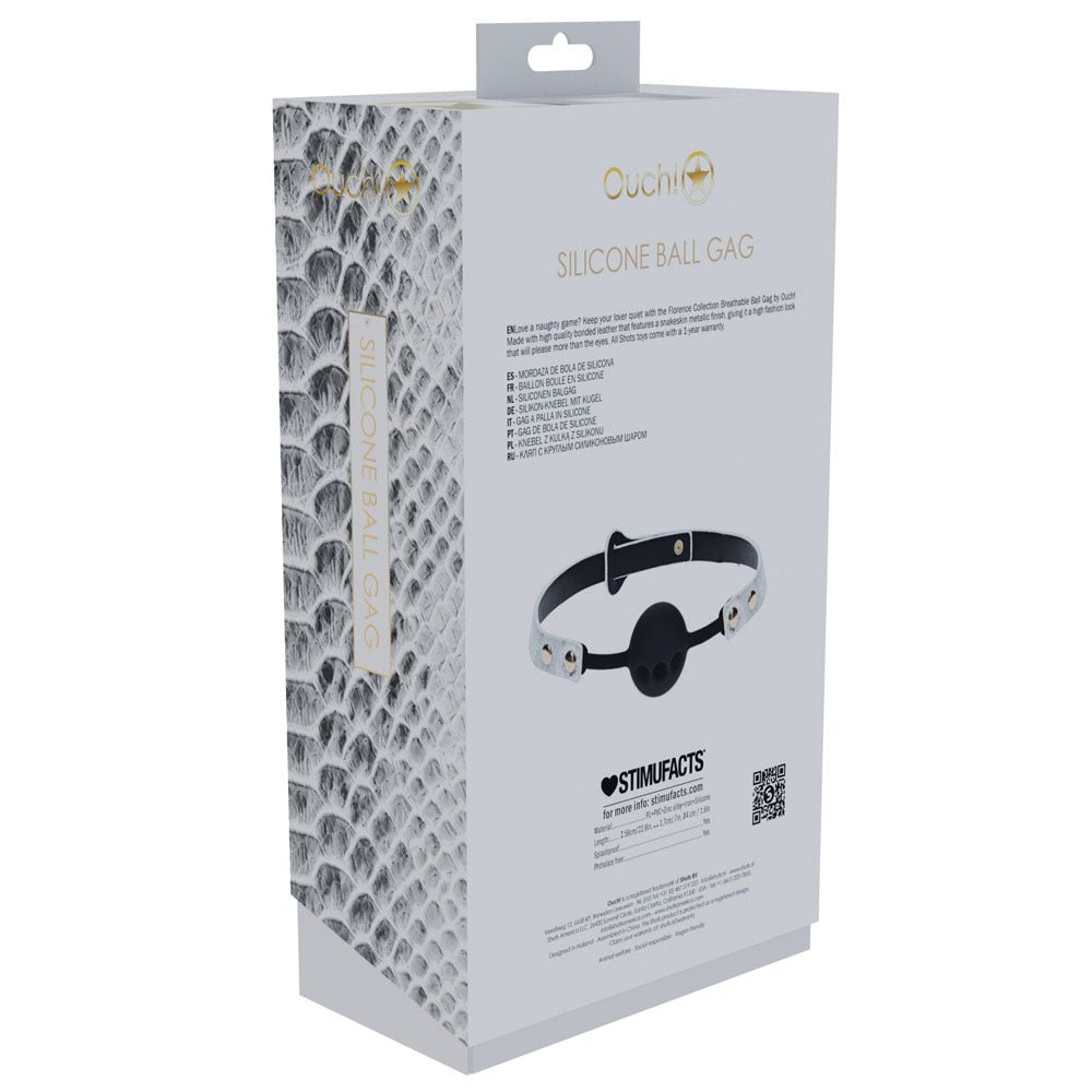 OUCH! Florence Collection - Silicone Ball Gag - White Breathable Mouth Restraint - BONDAGE - TOYS - Mr and Mrs D's