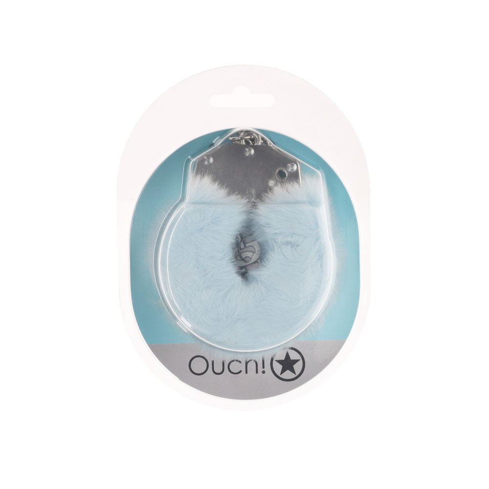 OUCH! Heavy - Duty Fluffy Cuffs - Powder Blue - Powder Blue Fluffy Restraints - BONDAGE - TOYS - Mr and Mrs D's