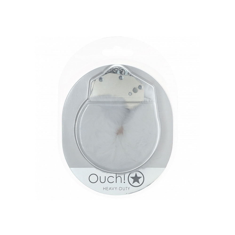 OUCH! Heavy - Duty Fluffy Cuffs - White - White Fluffy Restraints - BONDAGE - TOYS - Mr and Mrs D's