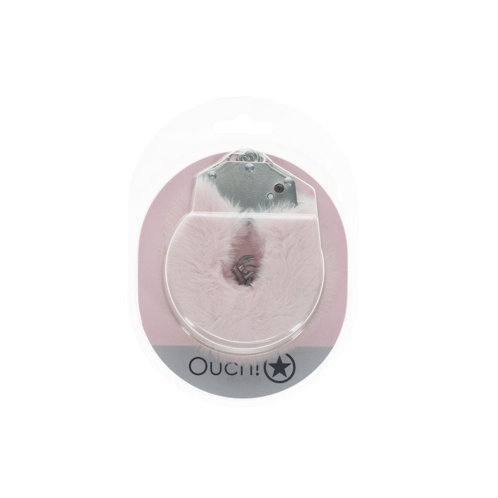 OUCH! Heavy - Duty Powder Pink Fluffy Cuffs - Restraints - BONDAGE - TOYS - Mr and Mrs D's