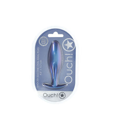 OUCH! Oval Anal Plug - Metallic Blue - Metallic Blue 11.7 cm Butt Plug - ANAL TOYS - Mr and Mrs D's