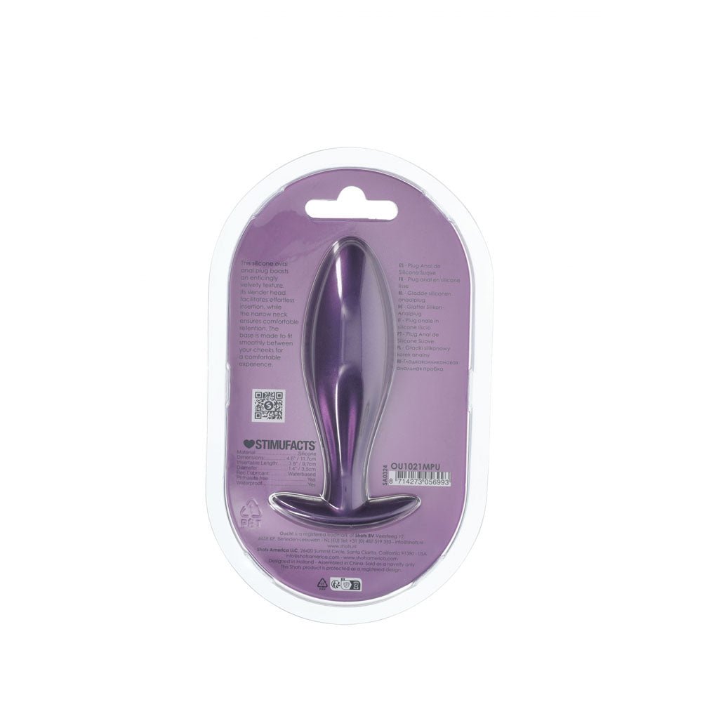 OUCH! Oval Anal Plug - Metallic Purple - Metallic Purple 11.7 cm Butt Plug - ANAL TOYS - Mr and Mrs D's
