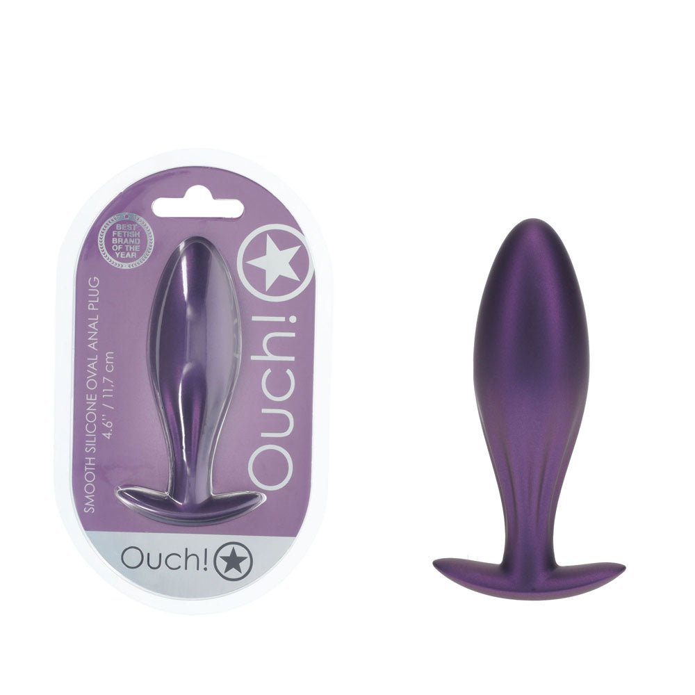 OUCH! Oval Anal Plug - Metallic Purple - Metallic Purple 11.7 cm Butt Plug - ANAL TOYS - Mr and Mrs D's