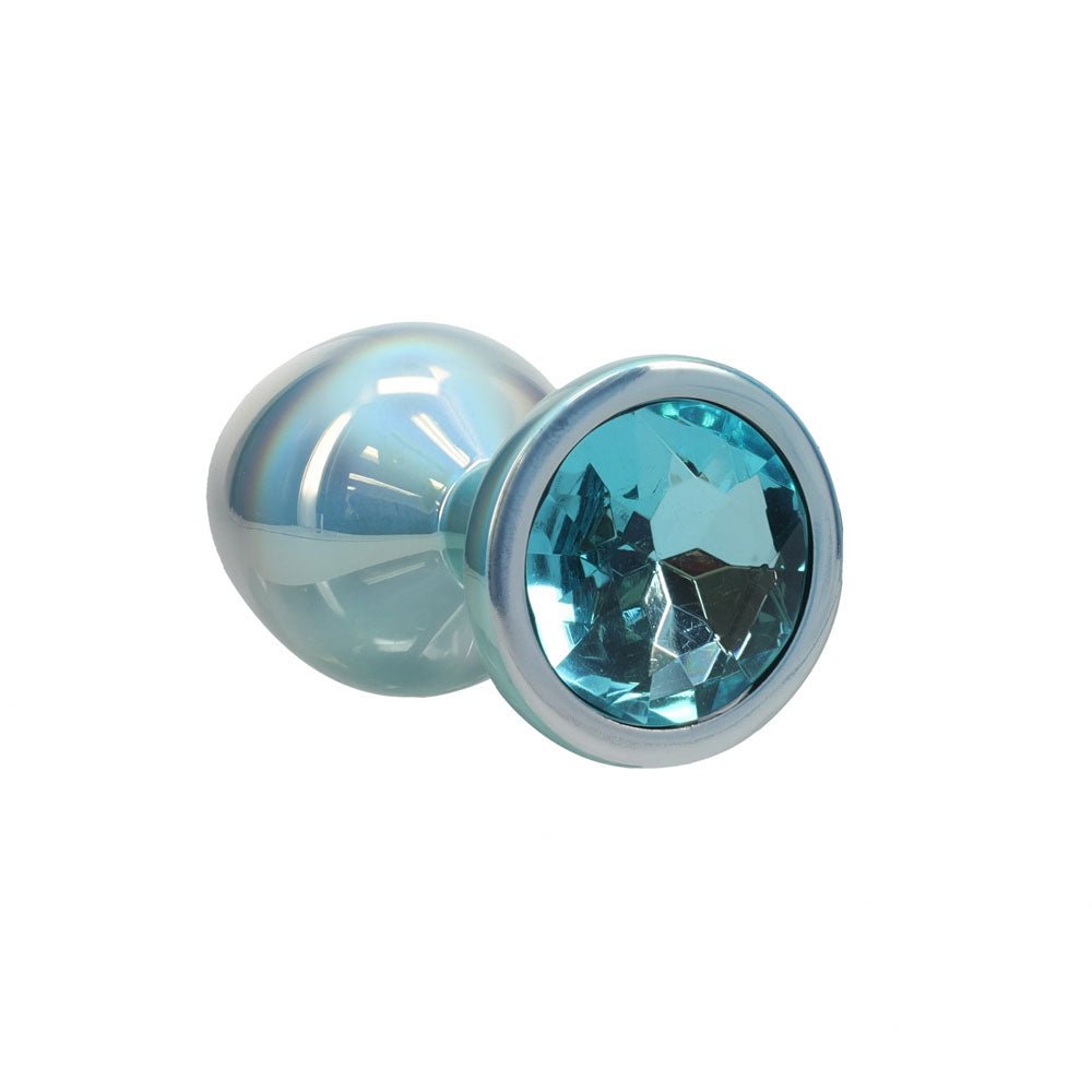 OUCH! Paris Collection - Metal Anal Plug Set - Blue - Metallic Blue Butt Plugs with Gem Bases - Set of 3 Sizes - Mr and Mrs D's