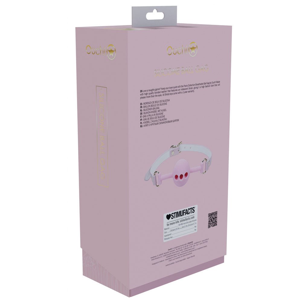 OUCH! Paris Collection - Silicone Pink Ball Gag - BONDAGE - TOYS - Mr and Mrs D's