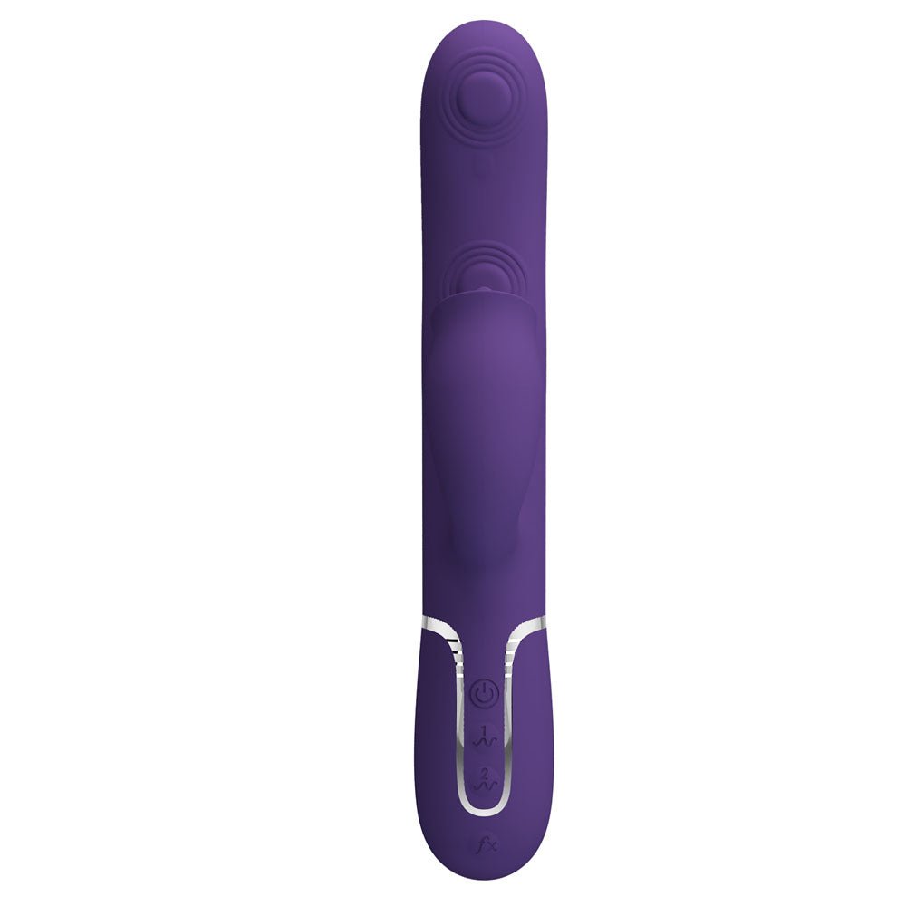 Party Up ALAN Dual Motor Vibrator - Purple - Purple 22.8 cm USB Rechargeable Vibrator with Licking Clit Stimulator and Thumping Shaft - Mr and Mrs D's