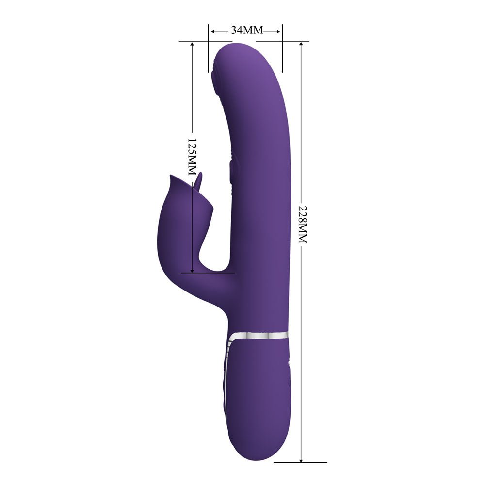 Party Up ALAN Dual Motor Vibrator - Purple - Purple 22.8 cm USB Rechargeable Vibrator with Licking Clit Stimulator and Thumping Shaft - Mr and Mrs D's