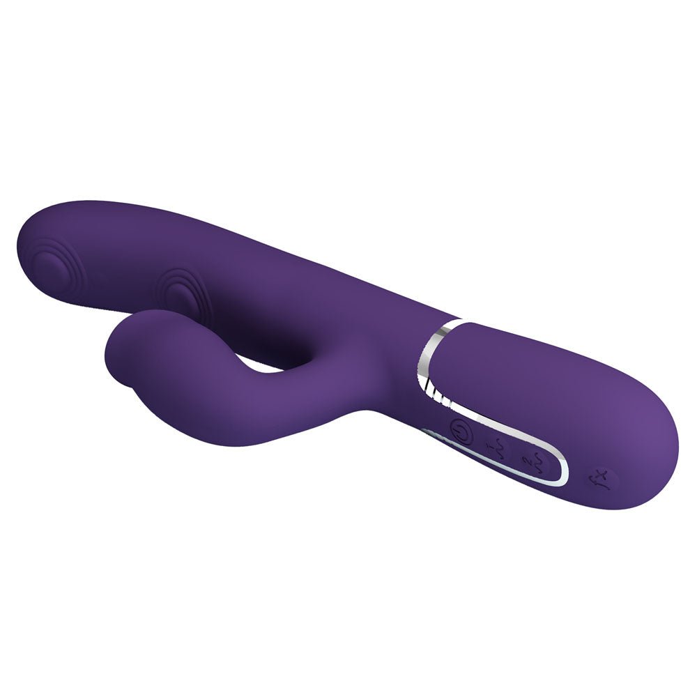 Party Up ALAN Dual Motor Vibrator - Purple - Purple 22.8 cm USB Rechargeable Vibrator with Licking Clit Stimulator and Thumping Shaft - Mr and Mrs D's