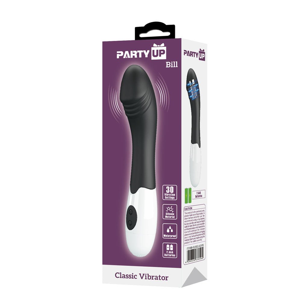 Party Up BILL Classic Vibe - Black - Black 19 cm Vibrator - Mr and Mrs D's