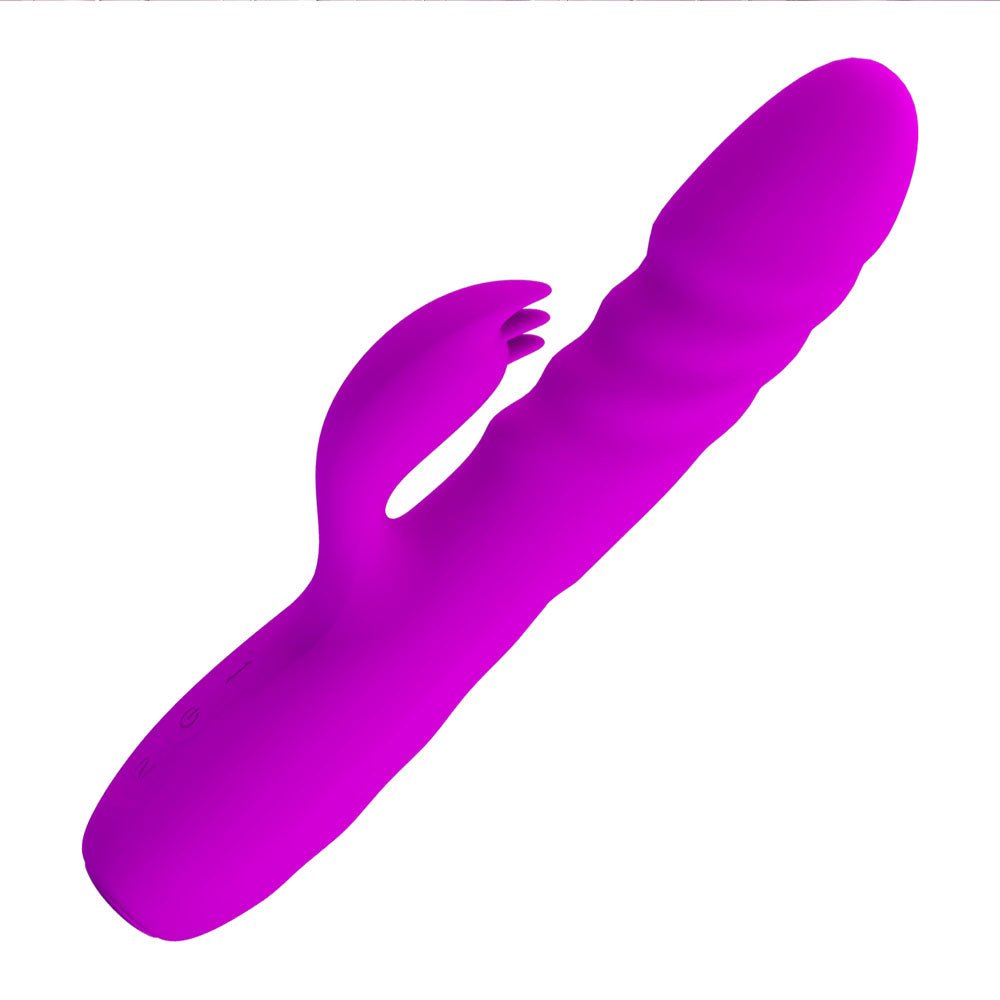 Party Up BOB Thrusting Vibe - Purple - Purple 25 cm USB Rechargeable Thrusting Rabbit Vibrator - Mr and Mrs D's