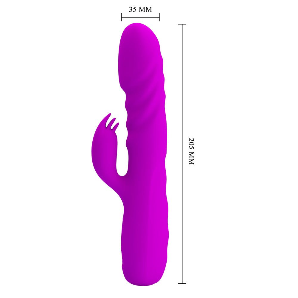 Party Up BOB Thrusting Vibe - Purple - Purple 25 cm USB Rechargeable Thrusting Rabbit Vibrator - Mr and Mrs D's