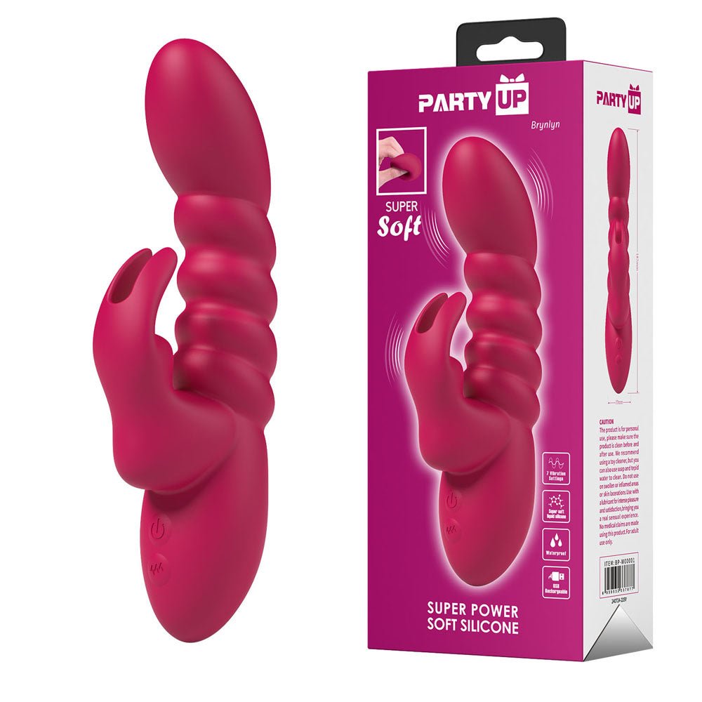 Party Up BRYNLYN - Pink - Pink 18.2 cm USB Rechargeable Rabbit Vibrator - Mr and Mrs D's