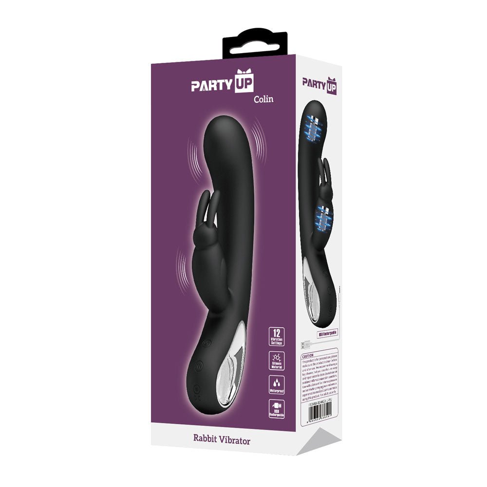 Party Up COLIN Rabbit Vibe - Black - Black 21 cm USB Rechargeable Rabbit Vibrator - Mr and Mrs D's