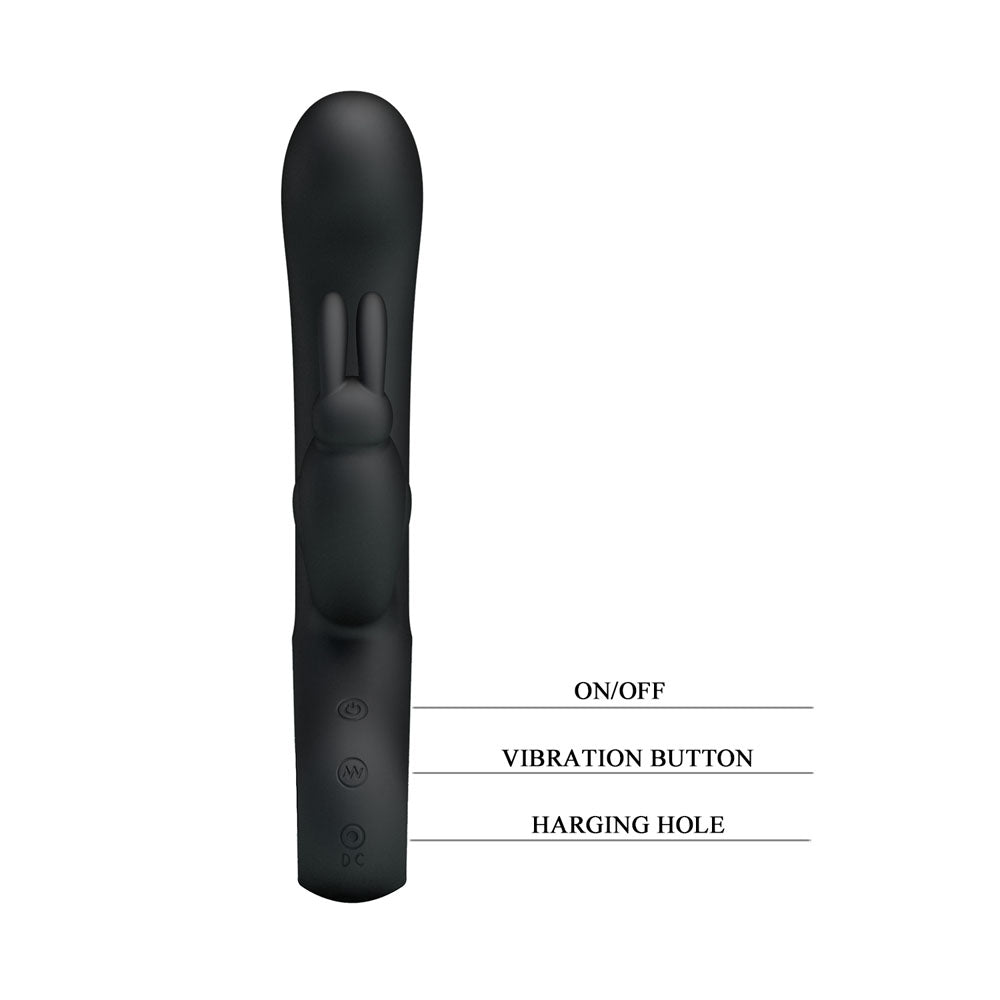 Party Up COLIN Rabbit Vibe - Black - Black 21 cm USB Rechargeable Rabbit Vibrator - Mr and Mrs D's
