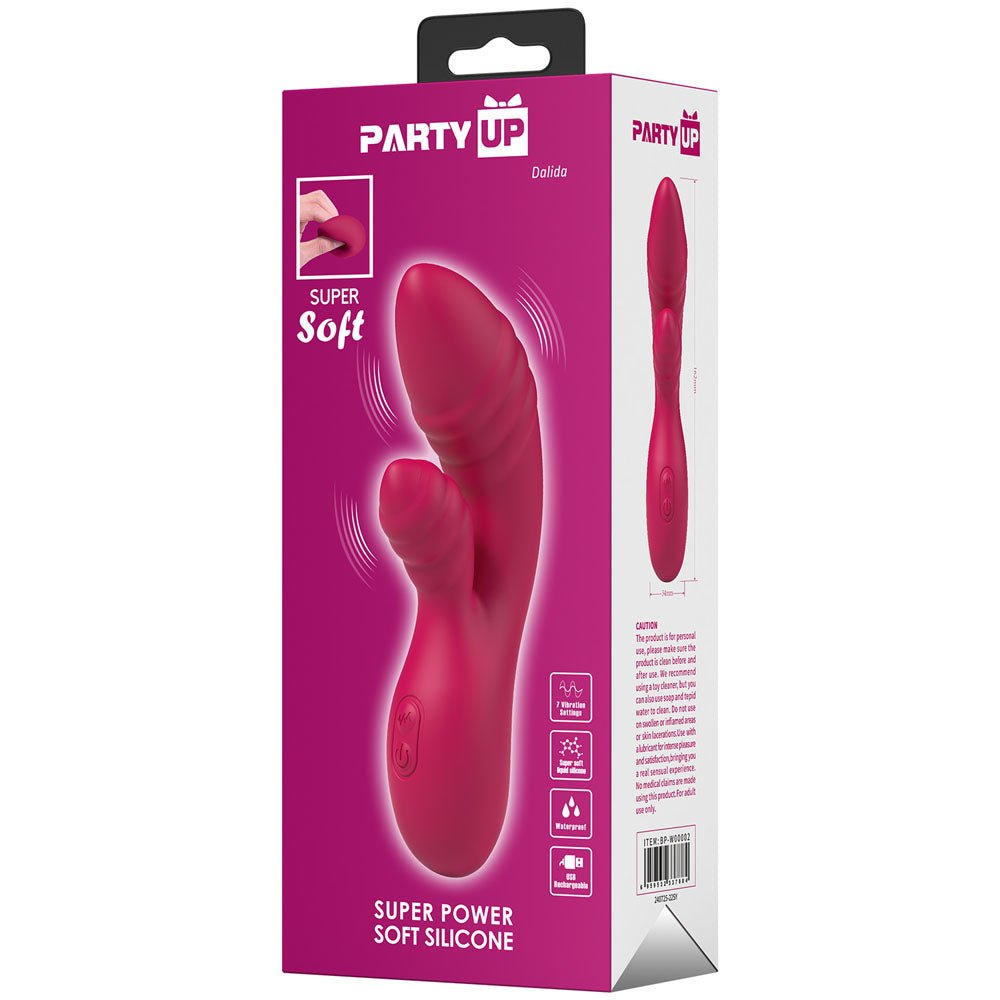 Party Up DALIDA - Pink - Pink 16.2 cm USB Rechargeable Rabbit Vibrator - Mr and Mrs D's
