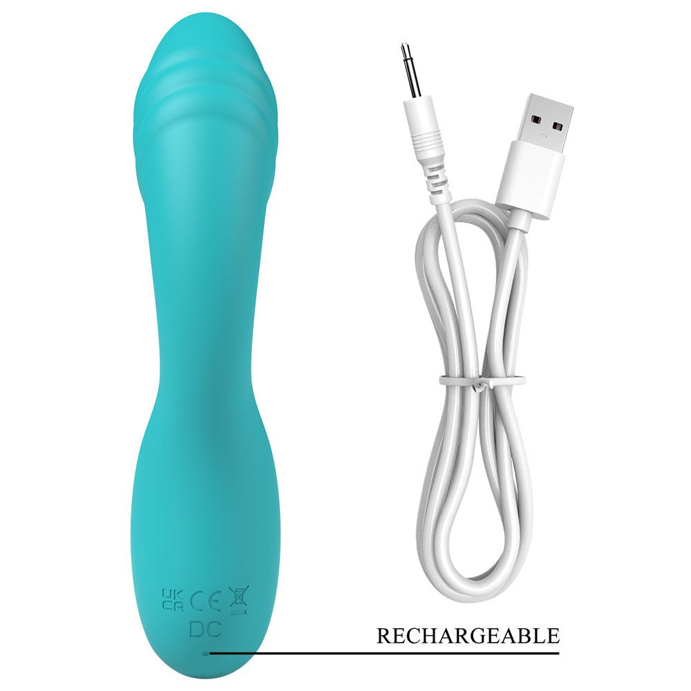 Party Up DALIDA - Teal - Teal 16.2 cm USB Rechargeable Rabbit Vibrator - Mr and Mrs D's