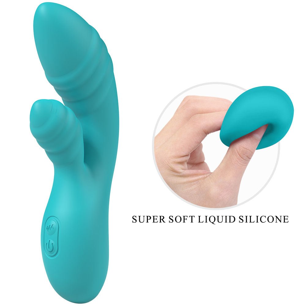 Party Up DALIDA - Teal - Teal 16.2 cm USB Rechargeable Rabbit Vibrator - Mr and Mrs D's