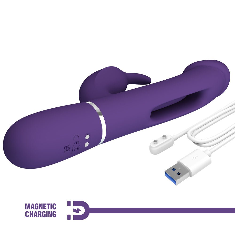 Party Up DAVID Swinging Vibe - Purple - Purple 23.2 cm USB Rechargeable Rabbit Vibrator with Flicking Arm - Mr and Mrs D's