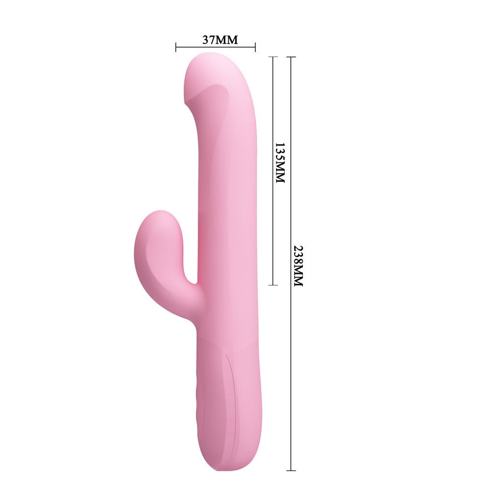 Party Up DEAN Wavy Rotation Vibe - Pink - Pink 23.8 cm USB Rechargeable Rotating Rabbit Vibrator - Mr and Mrs D's