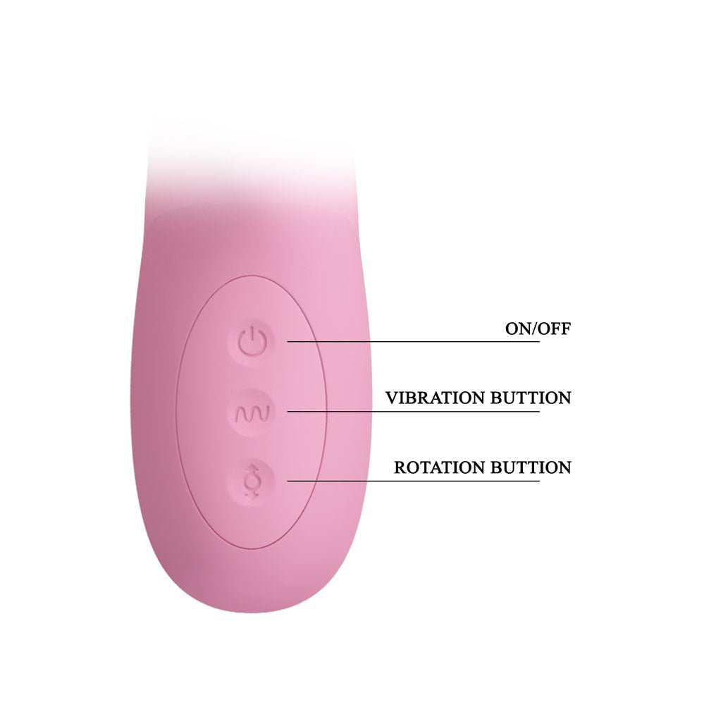Party Up DEAN Wavy Rotation Vibe - Pink - Pink 23.8 cm USB Rechargeable Rotating Rabbit Vibrator - Mr and Mrs D's