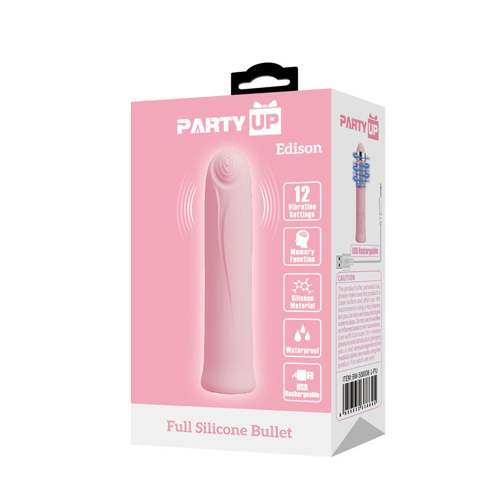 Party Up EDISON Bullet - Pink - Pink 10.3 cm USB Rechargeable Bullet - Mr and Mrs D's