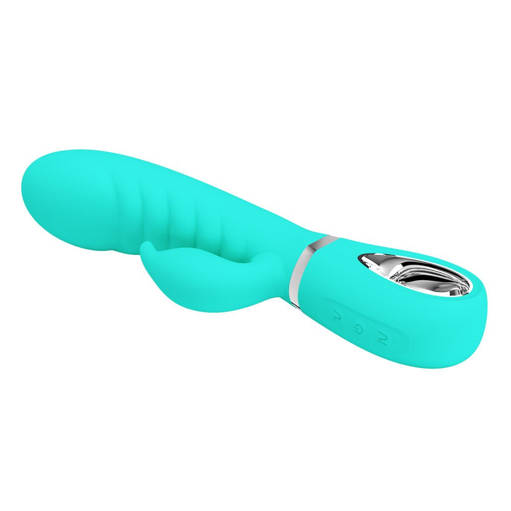 Party Up EDWARD Rabbit Vibe - Teal - Teal 20 cm USB Rechargeable Rabbit Vibrator - Mr and Mrs D's