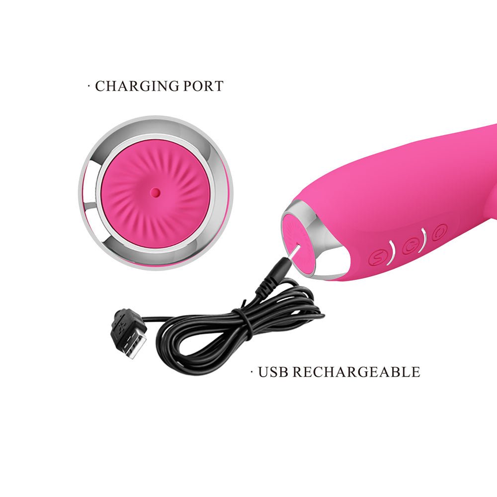 Party Up ERIC Rotating Beads Vibrator - Pink - Pink 20.5 cm USB Rechargeable Rabbit Vibrator with Rotating Bead Shaft - Mr and Mrs D's