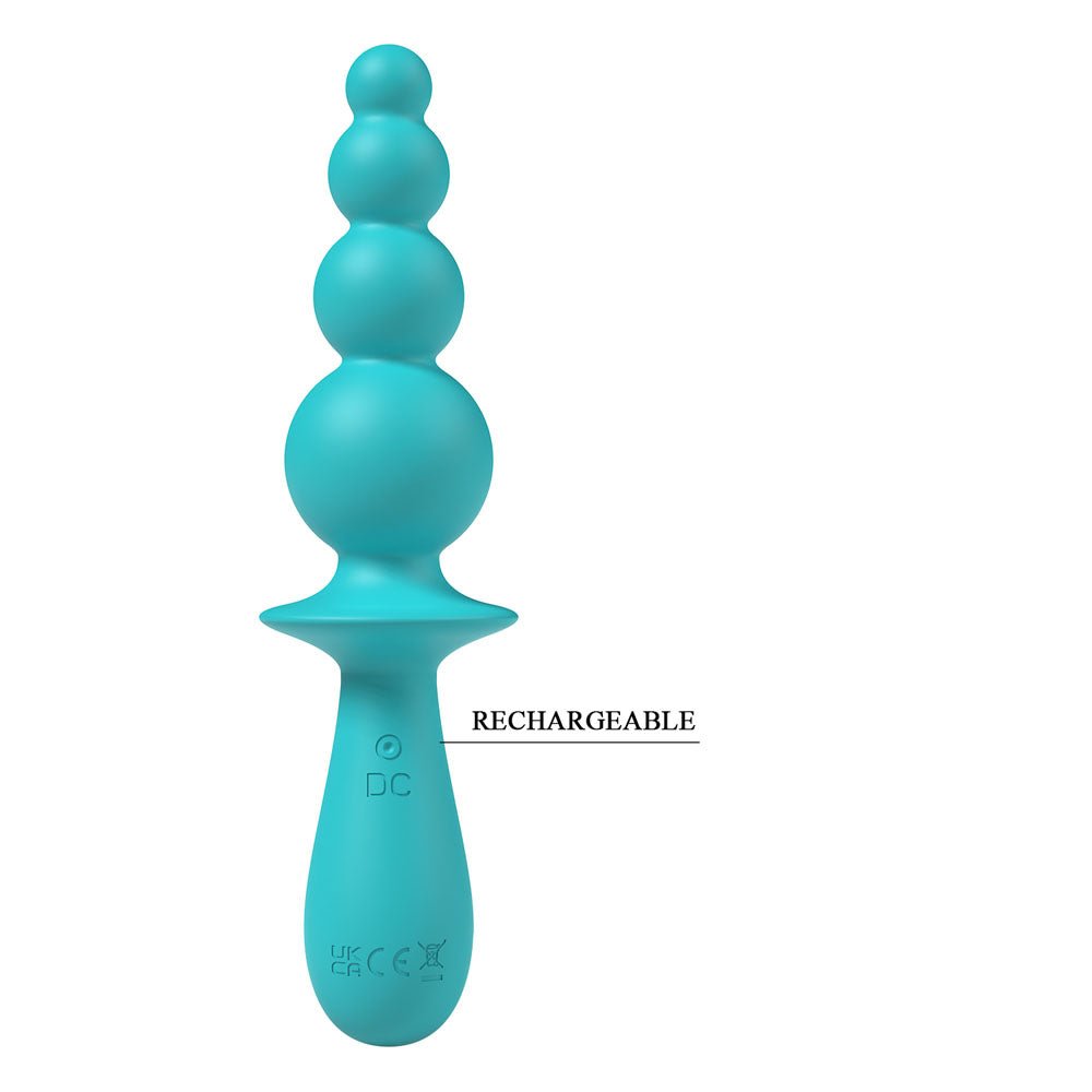Party Up EVAJANE - Teal - Teal 17.1 cm USB Rechargeable Beaded Vibrator - Mr and Mrs D's