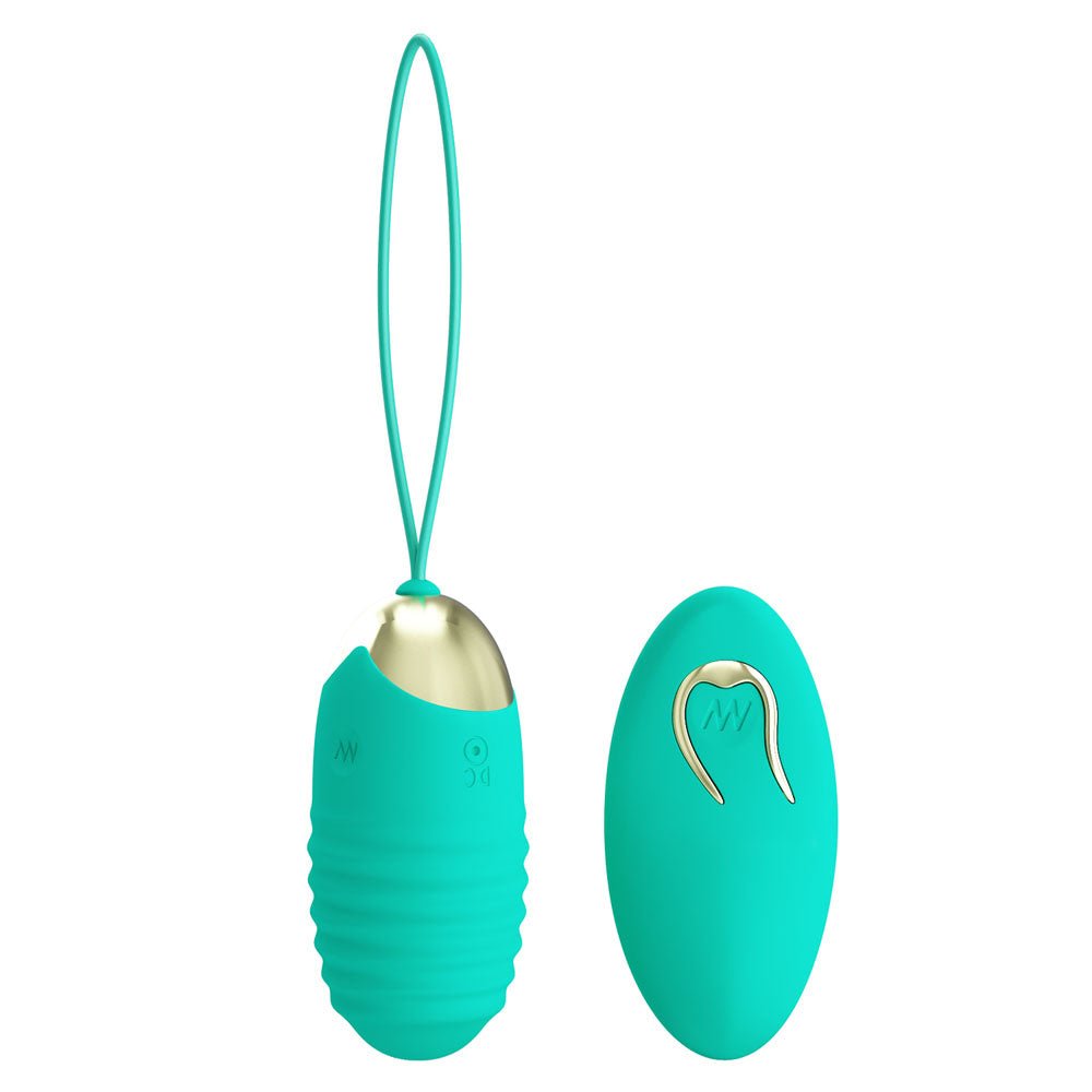 Party Up IAN Remote Egg - Teal - Teal USB Rechargeable Vibrating Egg with Wireless Remote - Mr and Mrs D's