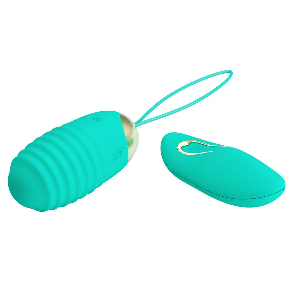 Party Up IAN Remote Egg - Teal - Teal USB Rechargeable Vibrating Egg with Wireless Remote - Mr and Mrs D's
