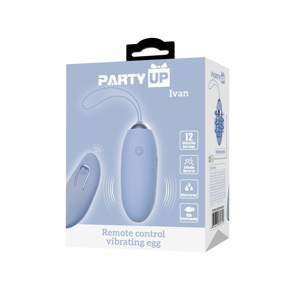 Party Up IVAN Remote Egg - Purple - Purple USB Rechargeable Vibrating Egg with Wireless Remote - Mr and Mrs D's