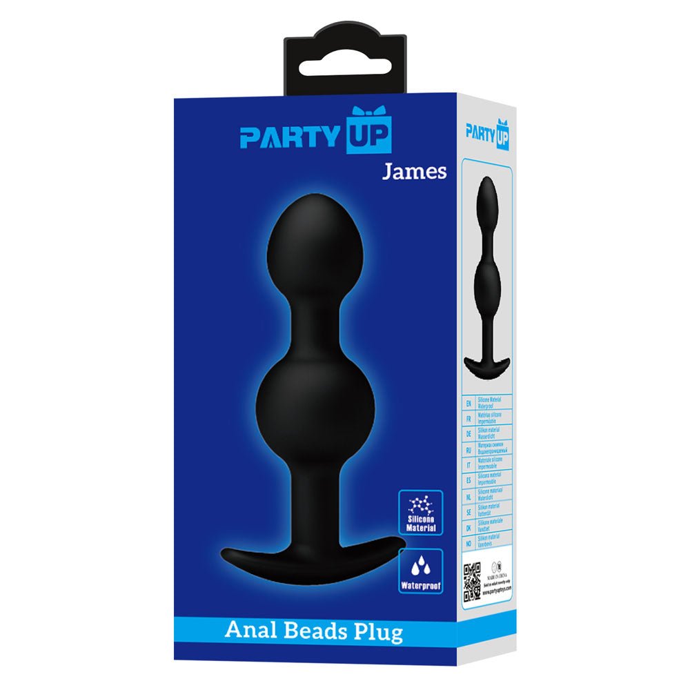 Party Up JAMES Anal Bead Plug - Black 10.4 cm Beaded Butt Plug - Mr and Mrs D's