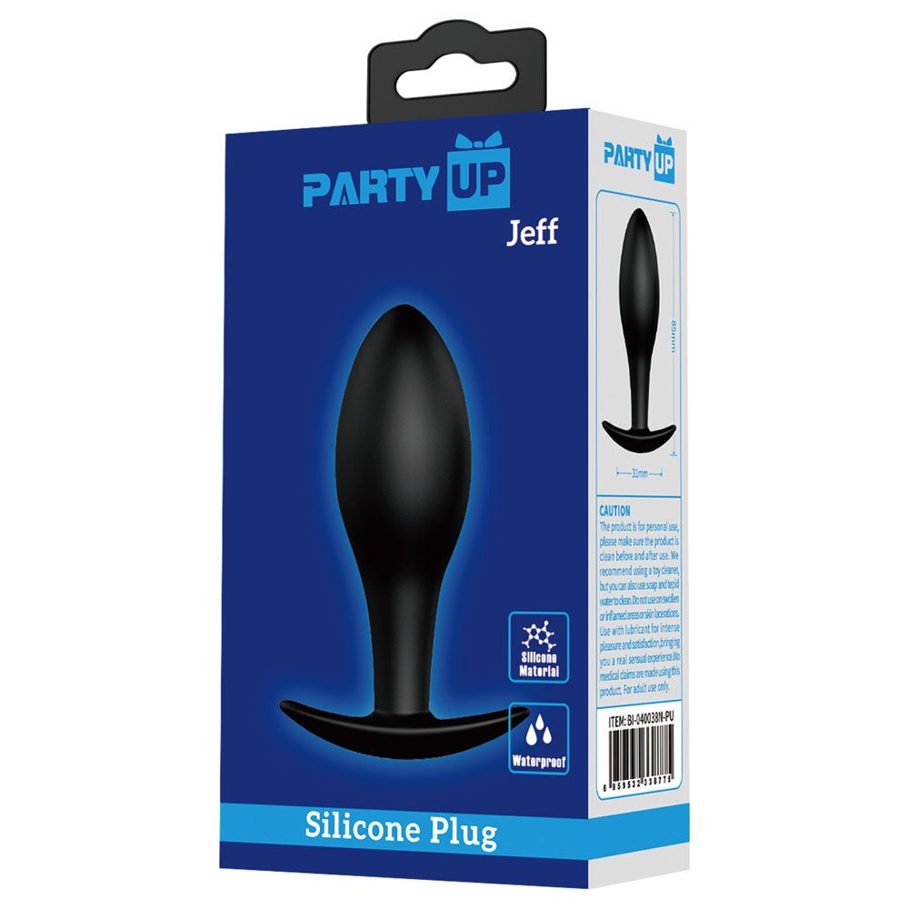 Party Up JEFF Silicone Plug - Black 8.5 cm Butt Plug - Mr and Mrs D's