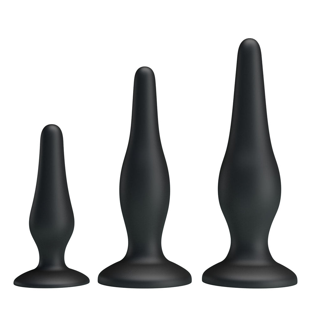 Party Up JERRY Butt Plug Set - Black Butt Plugs - Set of 3 Sizes - Mr and Mrs D's