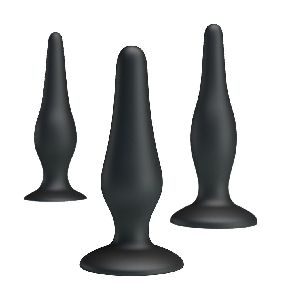 Party Up JERRY Butt Plug Set - Black Butt Plugs - Set of 3 Sizes - Mr and Mrs D's