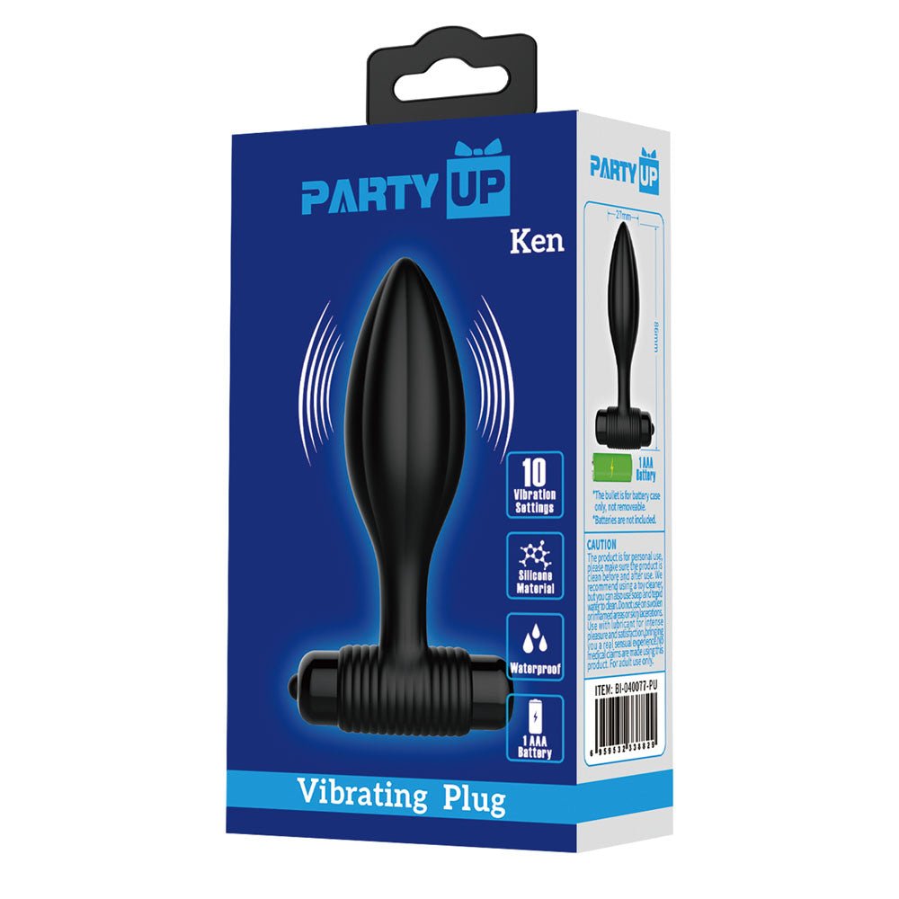 Party Up KEN Vibrating Butt Plug - Black 8.6 cm Vibrating Butt Plug - Mr and Mrs D's