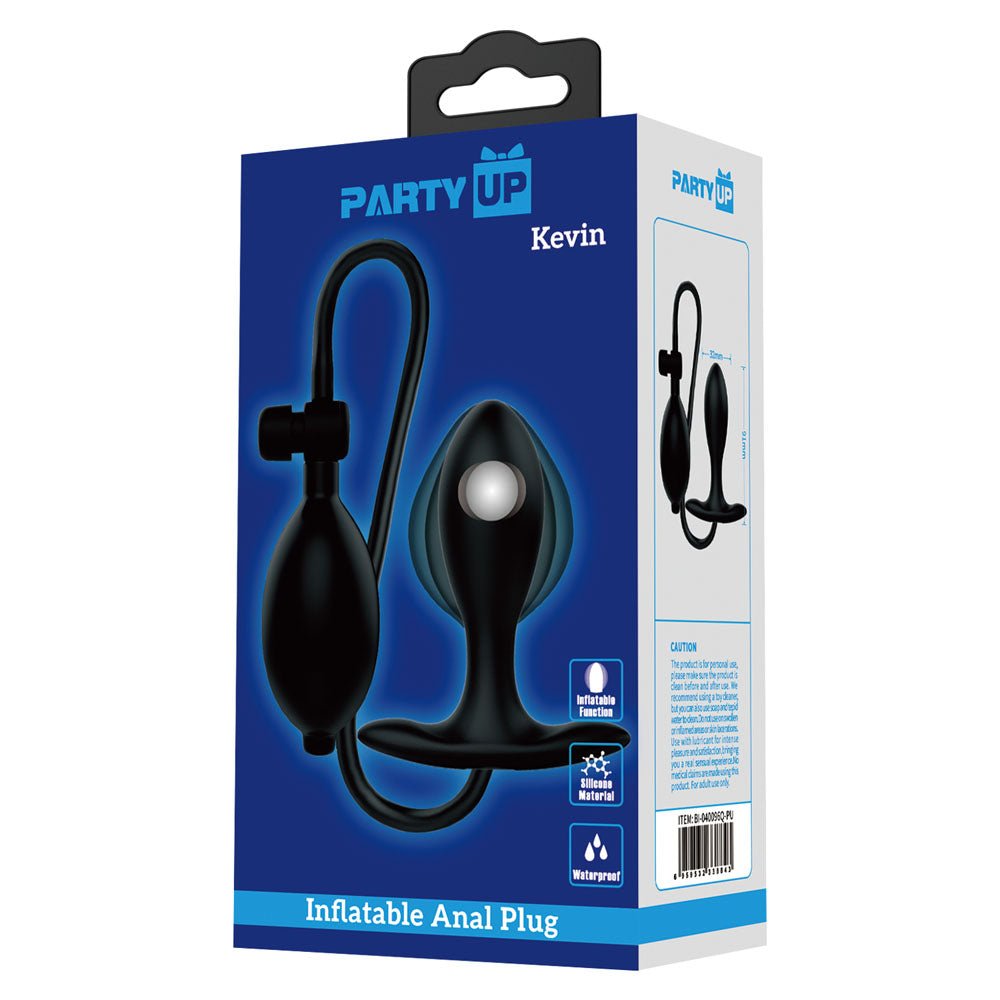 Party Up KEVIN Inflatable Butt Plug - Black 9.1 cm Inflatable Butt Plug - Mr and Mrs D's