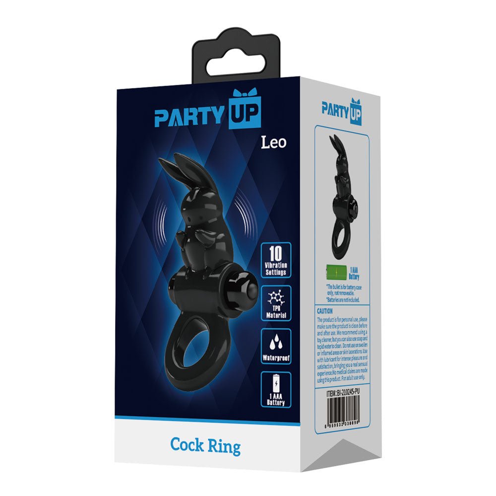 Party Up LARRY Vibrating Cock Ring - Black Vibrating Cock Ring - Mr and Mrs D's