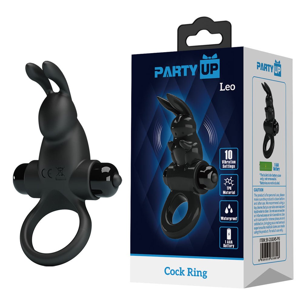 Party Up LARRY Vibrating Cock Ring - Black Vibrating Cock Ring - Mr and Mrs D's