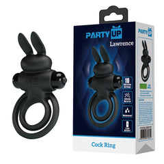 Party Up LAWRENCE Vibrating Cock Ring - Black Vibrating Cock & Balls Ring - Mr and Mrs D's