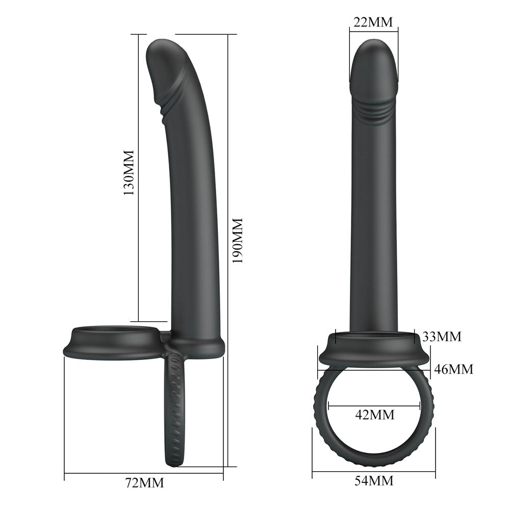 Party Up MARTIN Double Penetrator - Black Cock & Ball Rings with Double Penetrator - Mr and Mrs D's