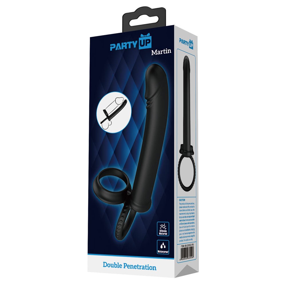 Party Up MARTIN Double Penetrator - Black Cock & Ball Rings with Double Penetrator - Mr and Mrs D's