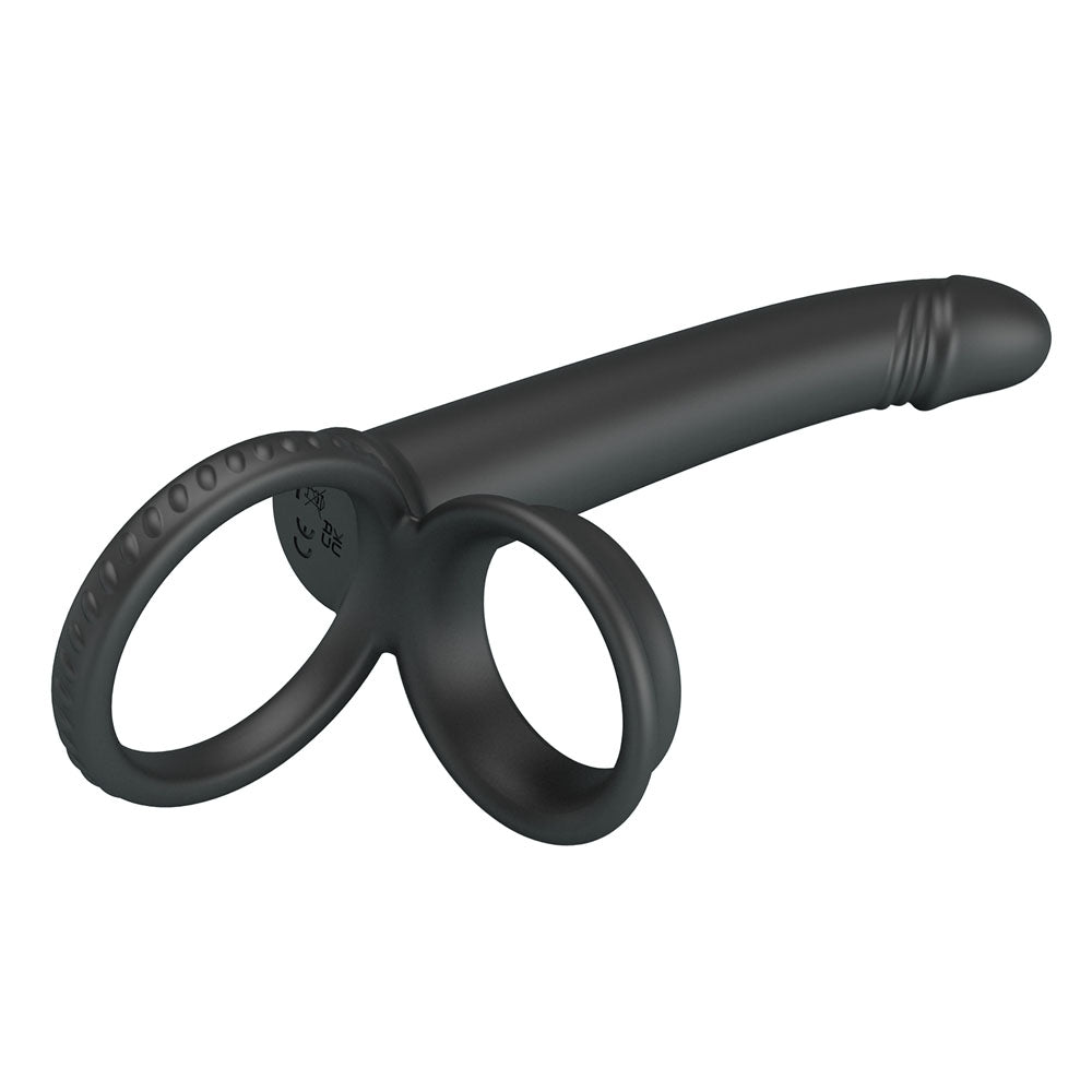 Party Up MARTIN Double Penetrator - Black Cock & Ball Rings with Double Penetrator - Mr and Mrs D's